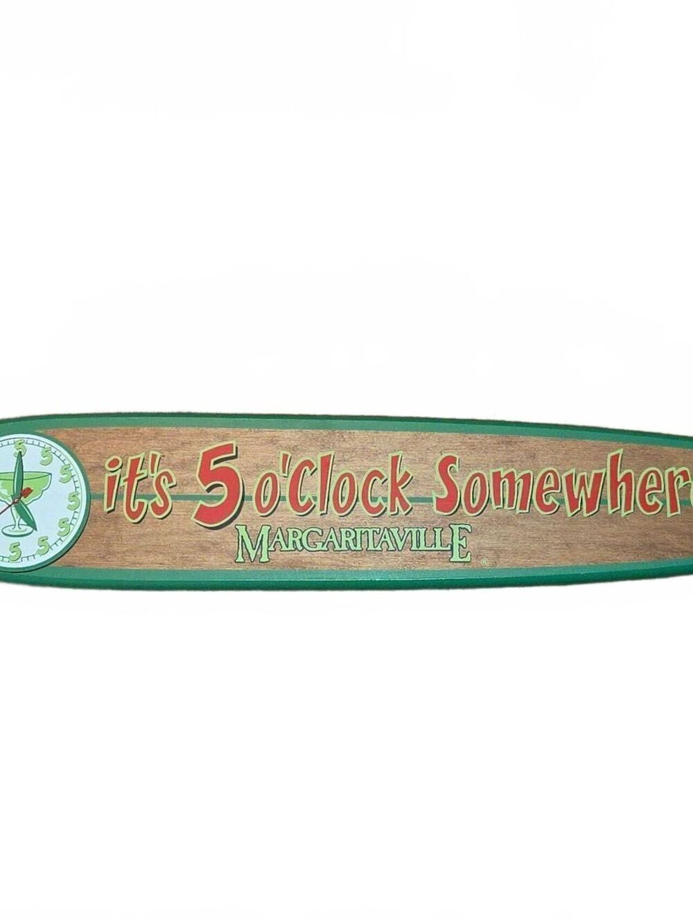 Margaritaville Wooden Surfboard "It's 5 O'Clock Somewhere" Wall Hanging Decor